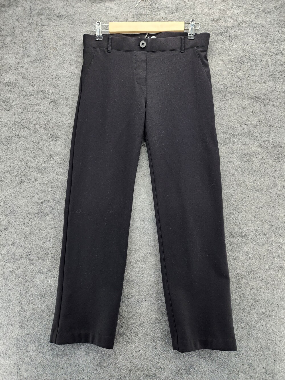 Betabrand Pants Womens Medium Petite Straight Leg Black Mid Rise 31x26"